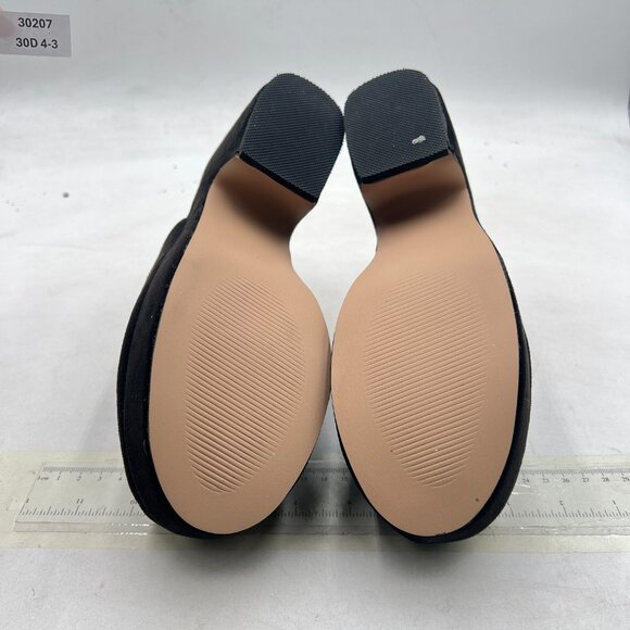 Pazzion Black Platform Rounded Toe Mules Clogs Slip On Chunky High Heel Slipper - Picture 6 of 7